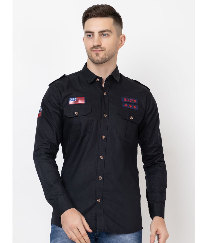     			FREKMAN 100% Cotton Regular Fit Solids Full Sleeves Men's Casual Shirt - Black ( Pack of 1 )