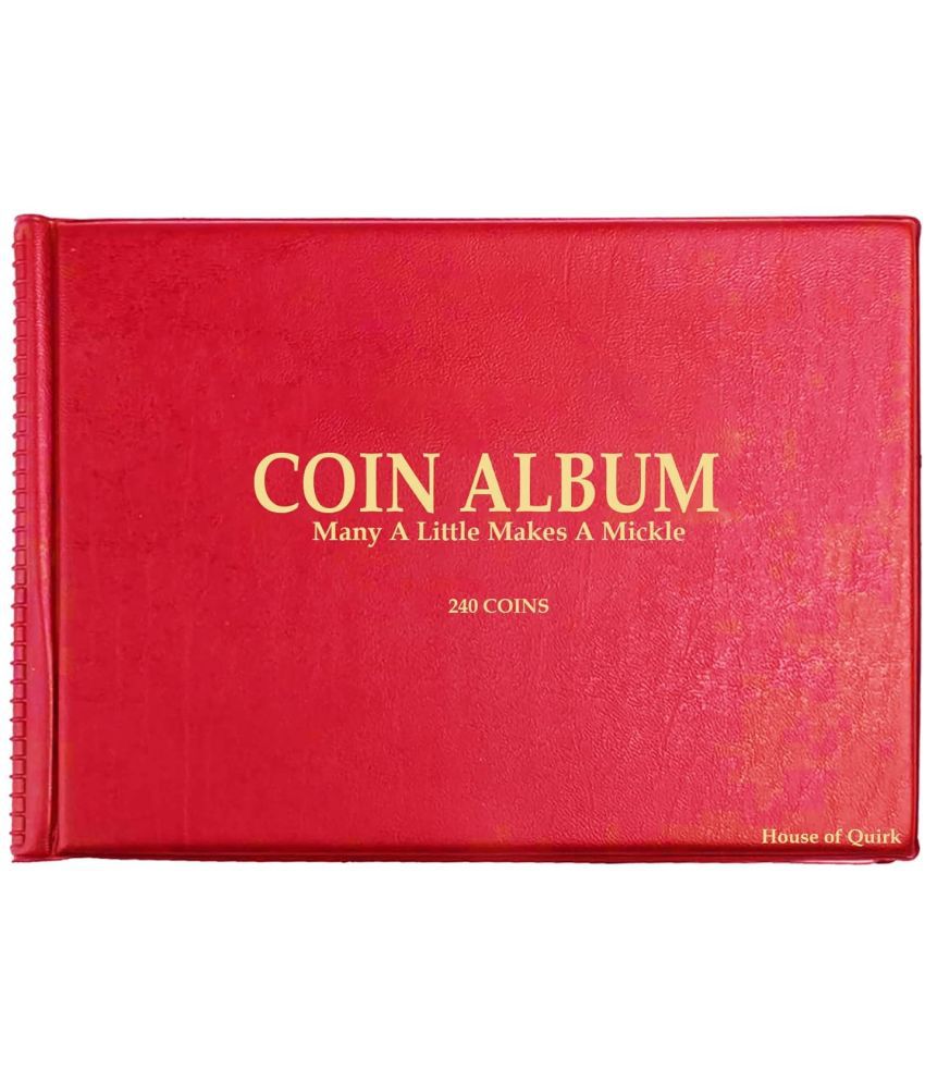     			House of Quirk 240 Pockets Coin Holder Collection Coin Storage Album Book for Collectors, Money Penny Pocket (Red)
