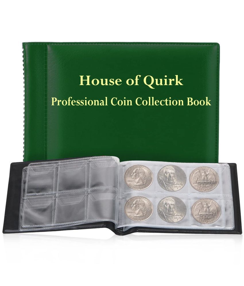     			House of Quirk 60 Pockets Coin Holder Collection Coin Storage Album Book for Collectors, Money Penny Pocket (Mini Green)