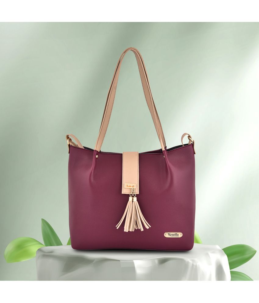     			Krozilla Maroon PU Shoulder Bag