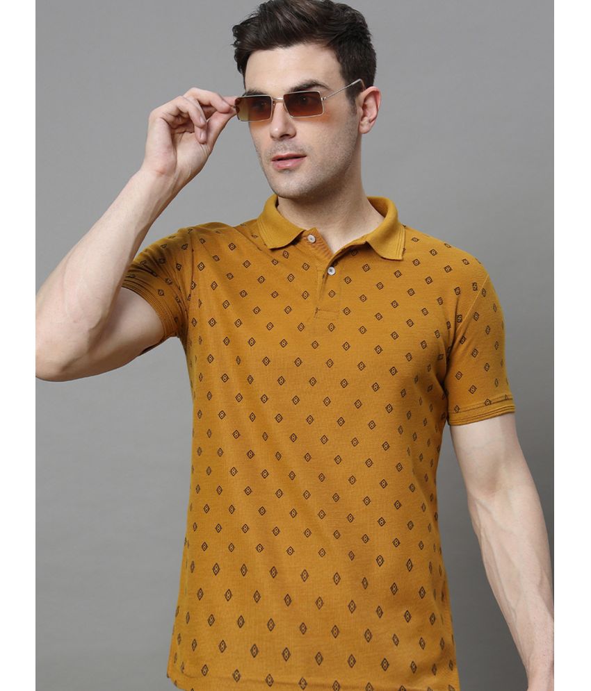     			R.ARHAN PREMIUM Cotton Blend Regular Fit Printed Half Sleeves Men's Polo T Shirt - Yellow ( Pack of 1 )