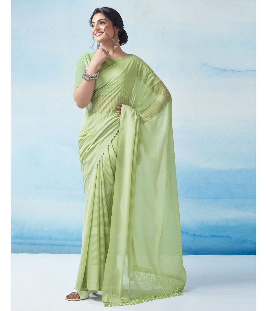    			Samah Georgette Woven Saree With Blouse Piece - Light Green ( Pack of 1 )