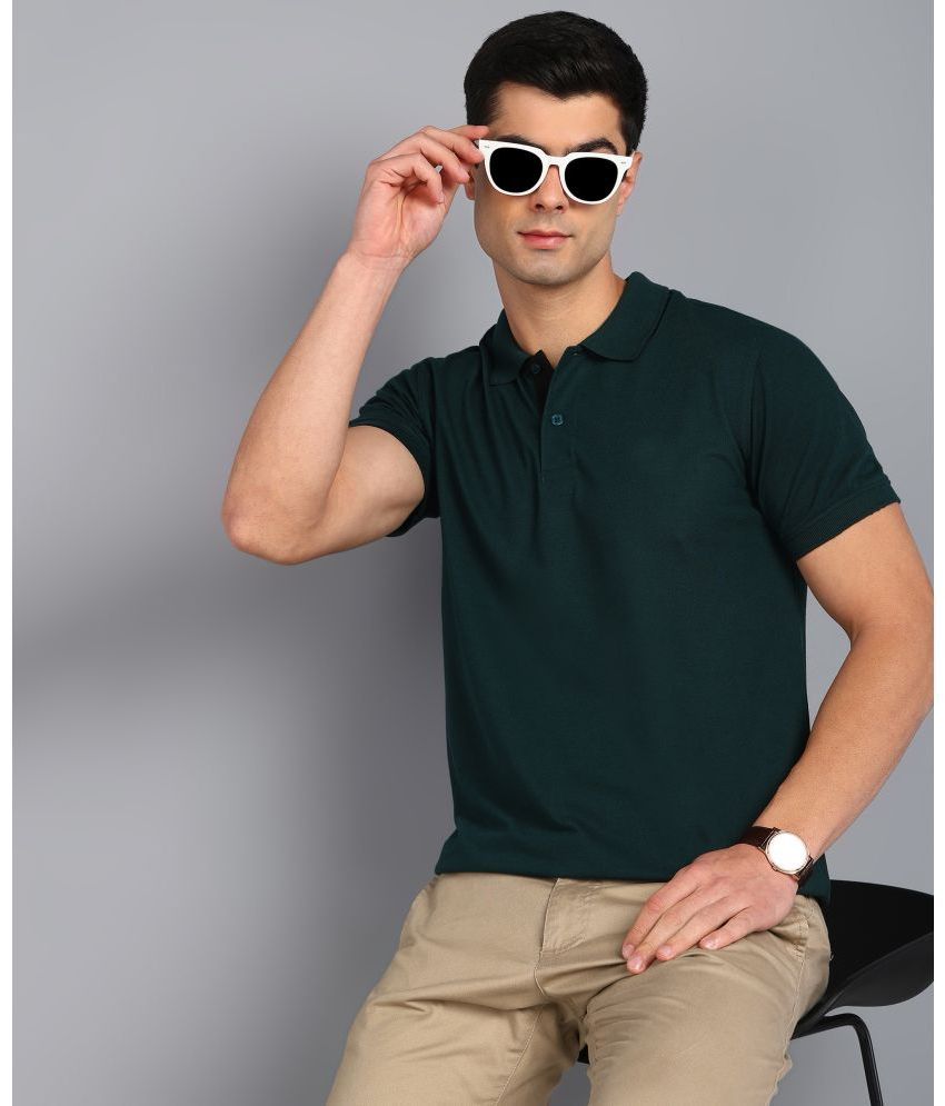     			XFOX Cotton Blend Regular Fit Solid Half Sleeves Men's Polo T Shirt - Dark Green ( Pack of 1 )