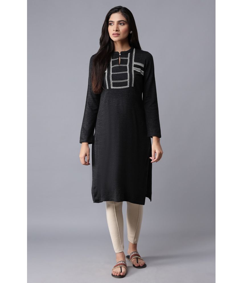     			W Acrylic Solid Straight Women's Kurti - Black ( Pack of 1 )