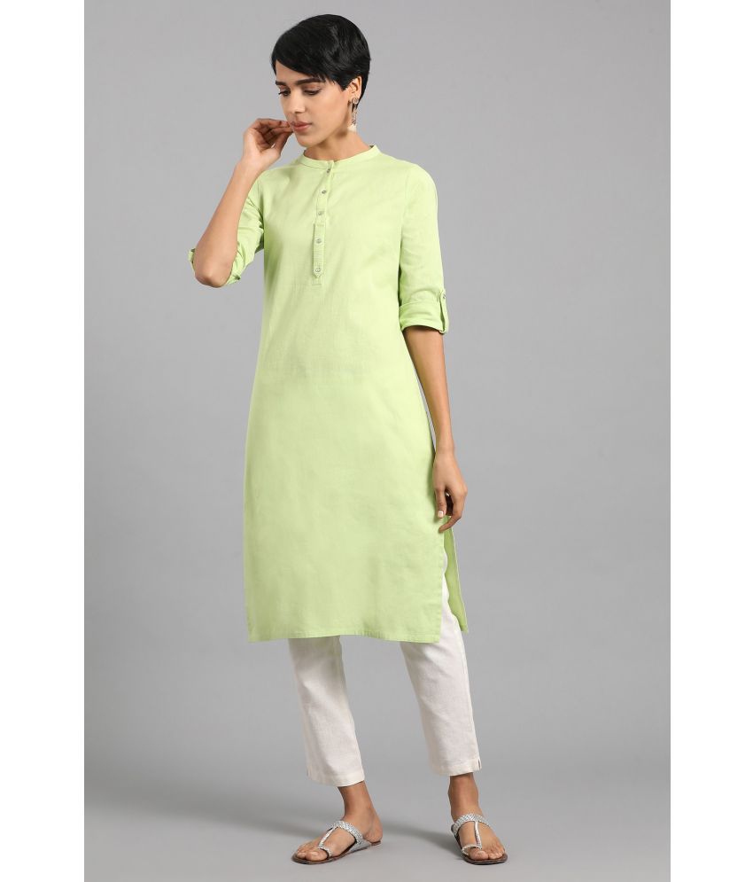     			W Cotton Blend Solid Straight Women's Kurti - Green ( Pack of 1 )