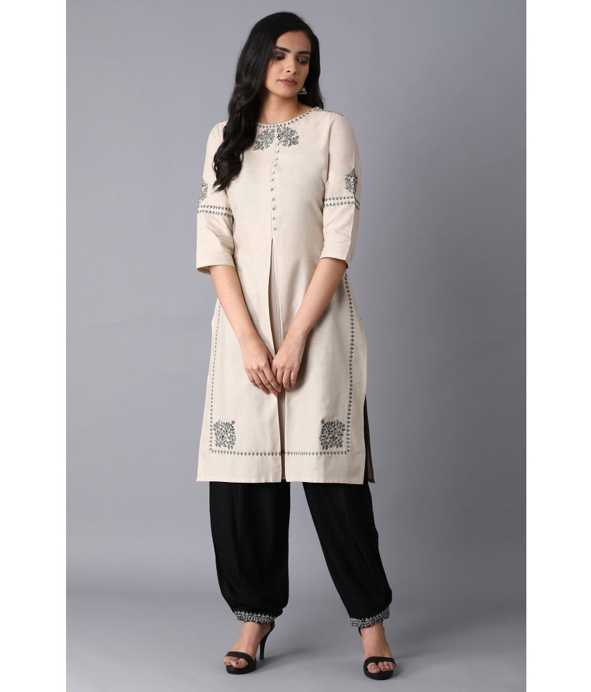     			W Cotton Blend Solid Straight Women's Kurti - Beige ( Pack of 1 )