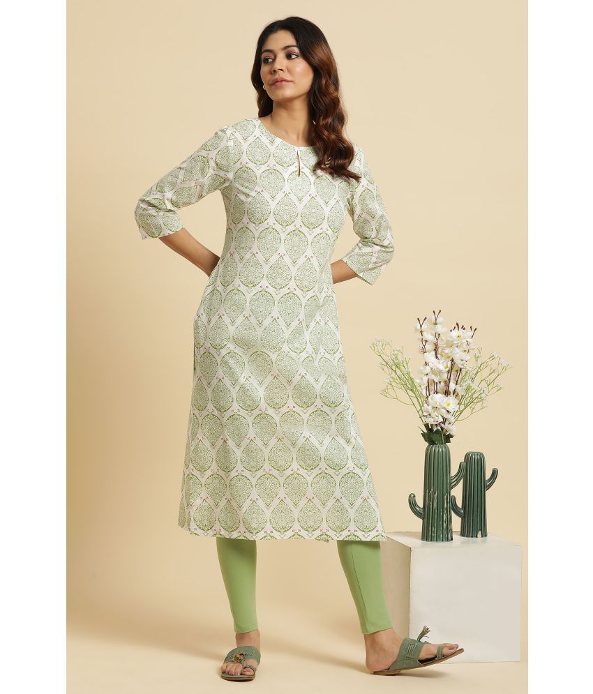     			W Cotton Printed Straight Women's Kurti - White ( Pack of 1 )