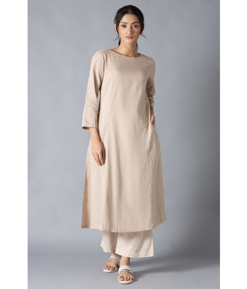     			W Cotton Solid A-line Women's Kurti - Beige ( Pack of 1 )