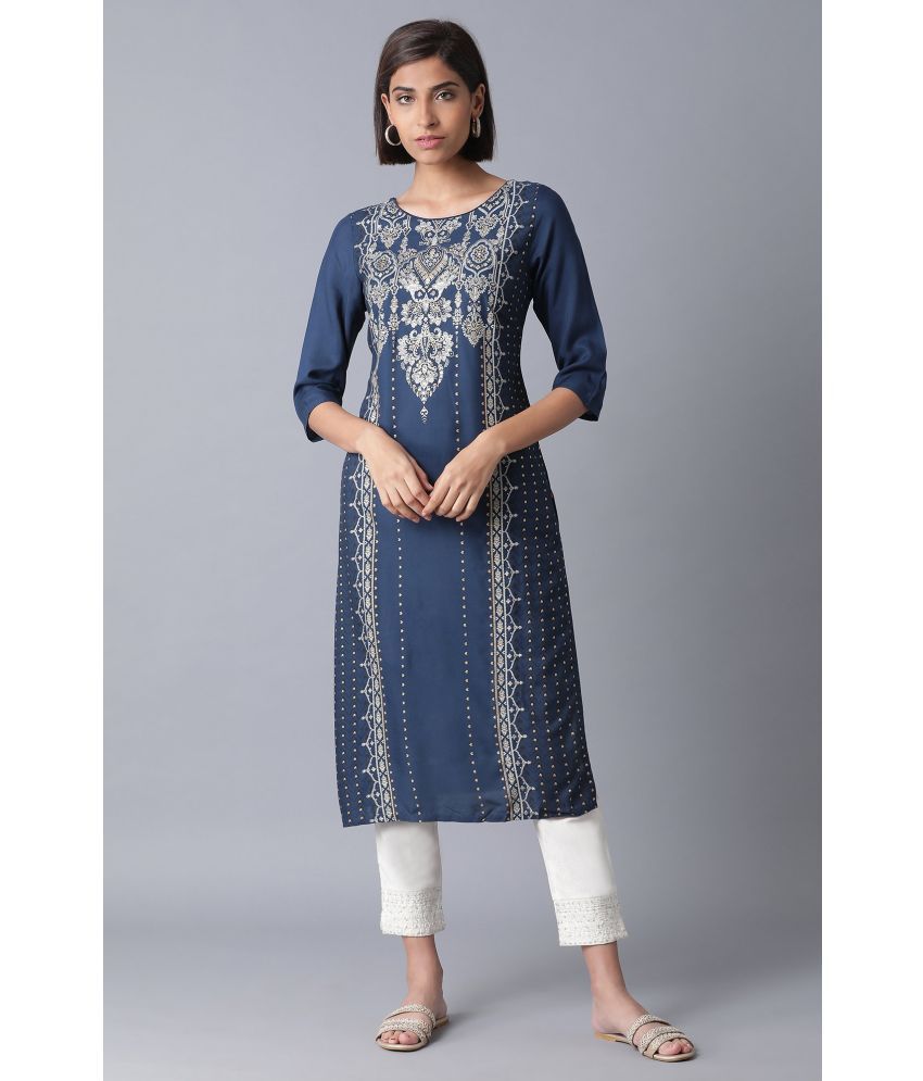     			W Viscose Printed Straight Women's Kurti - Blue ( Pack of 1 )