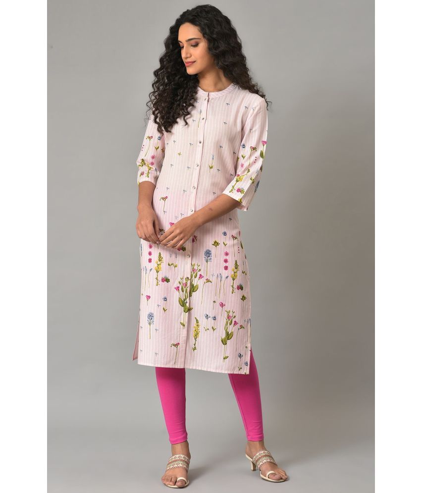     			W Viscose Printed Straight Women's Kurti - Pink ( Pack of 1 )