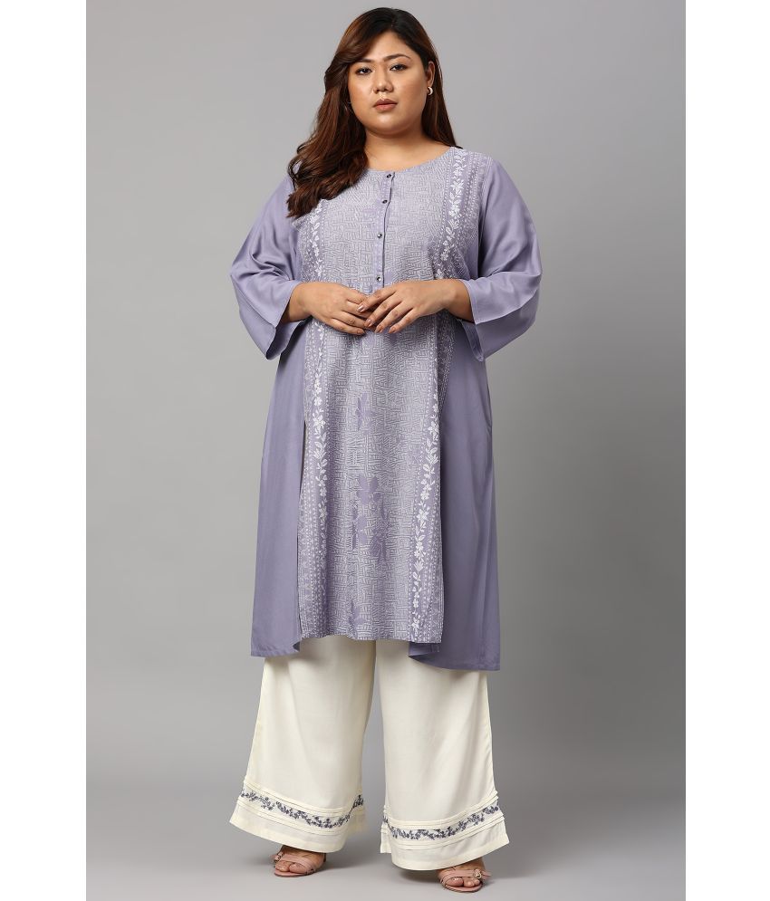     			W Viscose Printed Straight Women's Kurti - Purple ( Pack of 1 )