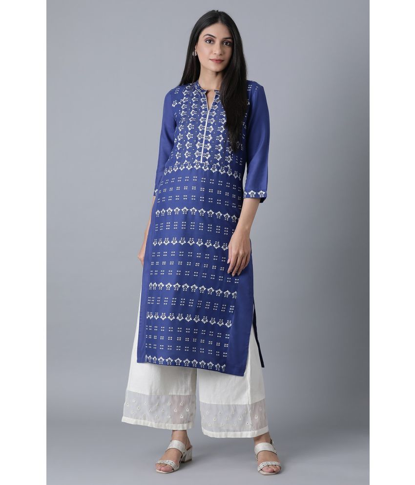     			W Viscose Printed Straight Women's Kurti - Blue ( Pack of 1 )