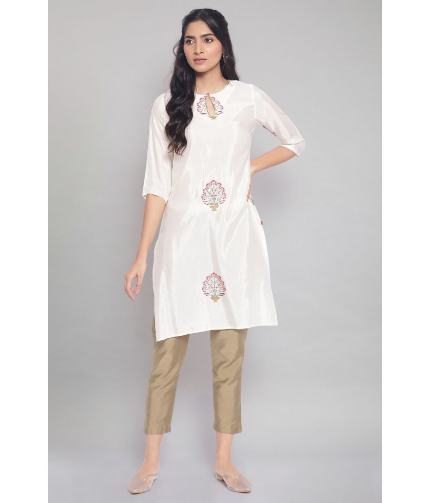     			W Viscose Printed Straight Women's Kurti - White ( Pack of 1 )