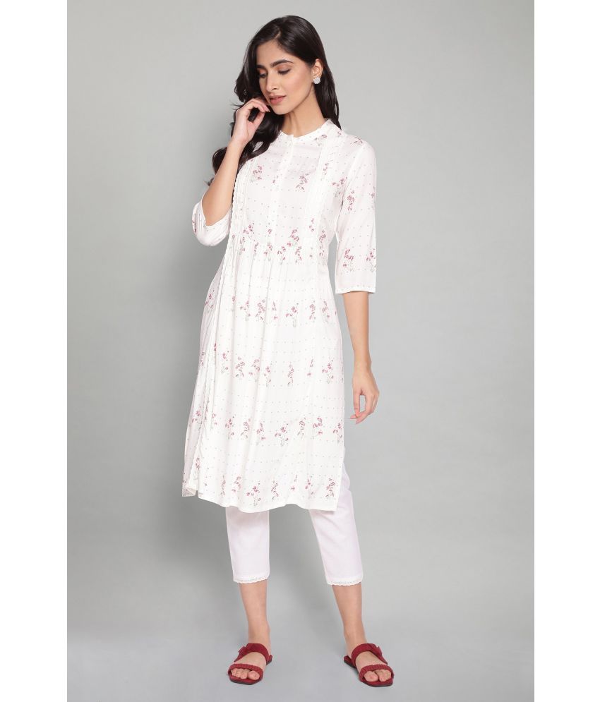     			W Viscose Printed Straight Women's Kurti - White ( Pack of 1 )