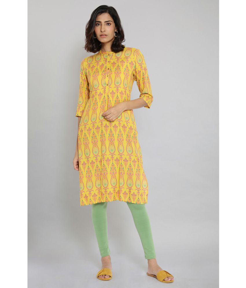     			W Viscose Printed Straight Women's Kurti - Yellow ( Pack of 1 )