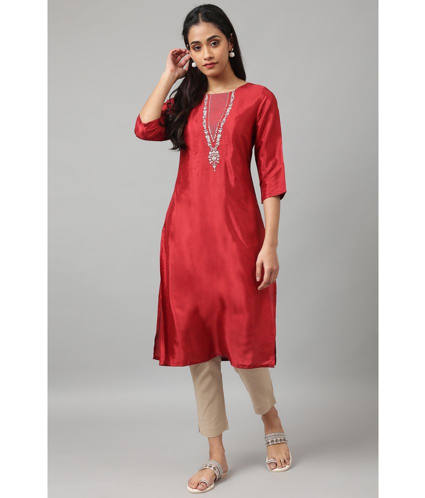     			W Viscose Solid Straight Women's Kurti - Red ( Pack of 1 )