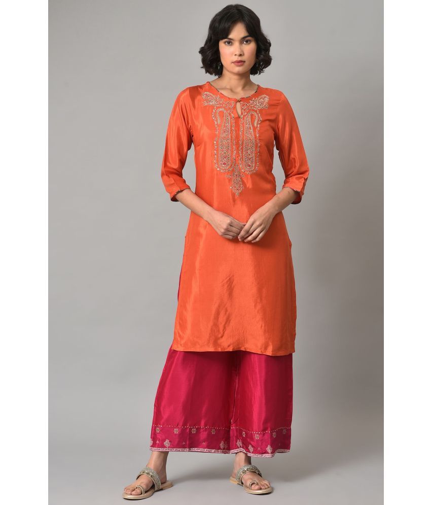     			W Viscose Solid Straight Women's Kurti - Orange ( Pack of 1 )