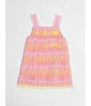 Nauti Nati Polyester Tiered Dress For Girls ( Pack of 1 , Peach )