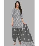 shree jeenmata collection Cotton Printed Kurti With Patiala Women's Stitched Salwar Suit - White ( Pack of 1 )