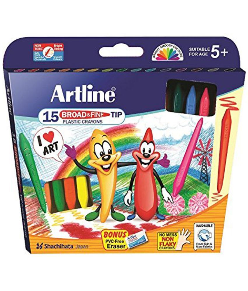     			ARTLINE  BROAD & FINE TIP PLASTIC CRAYONS PACK OF 15-40115