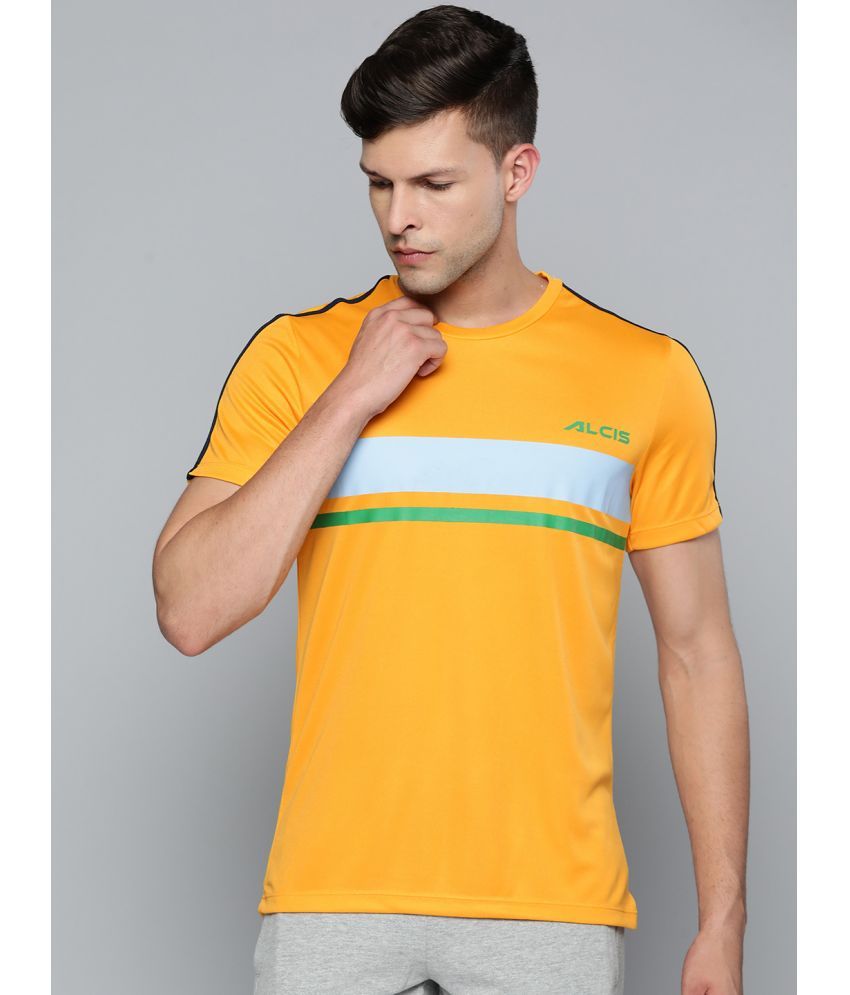     			Alcis Yellow Polyester Slim Fit Men's Sports T-Shirt ( Pack of 1 )