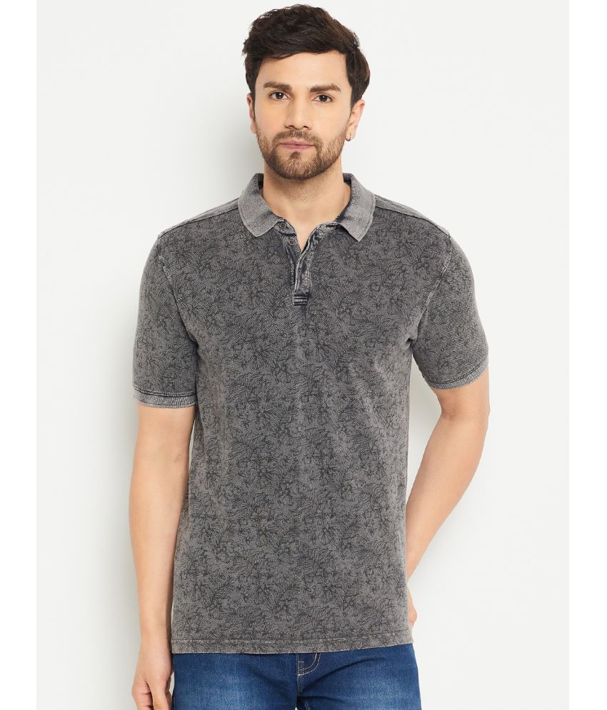     			Club York Cotton Blend Regular Fit Printed Half Sleeves Men's Polo T Shirt - Grey ( Pack of 1 )