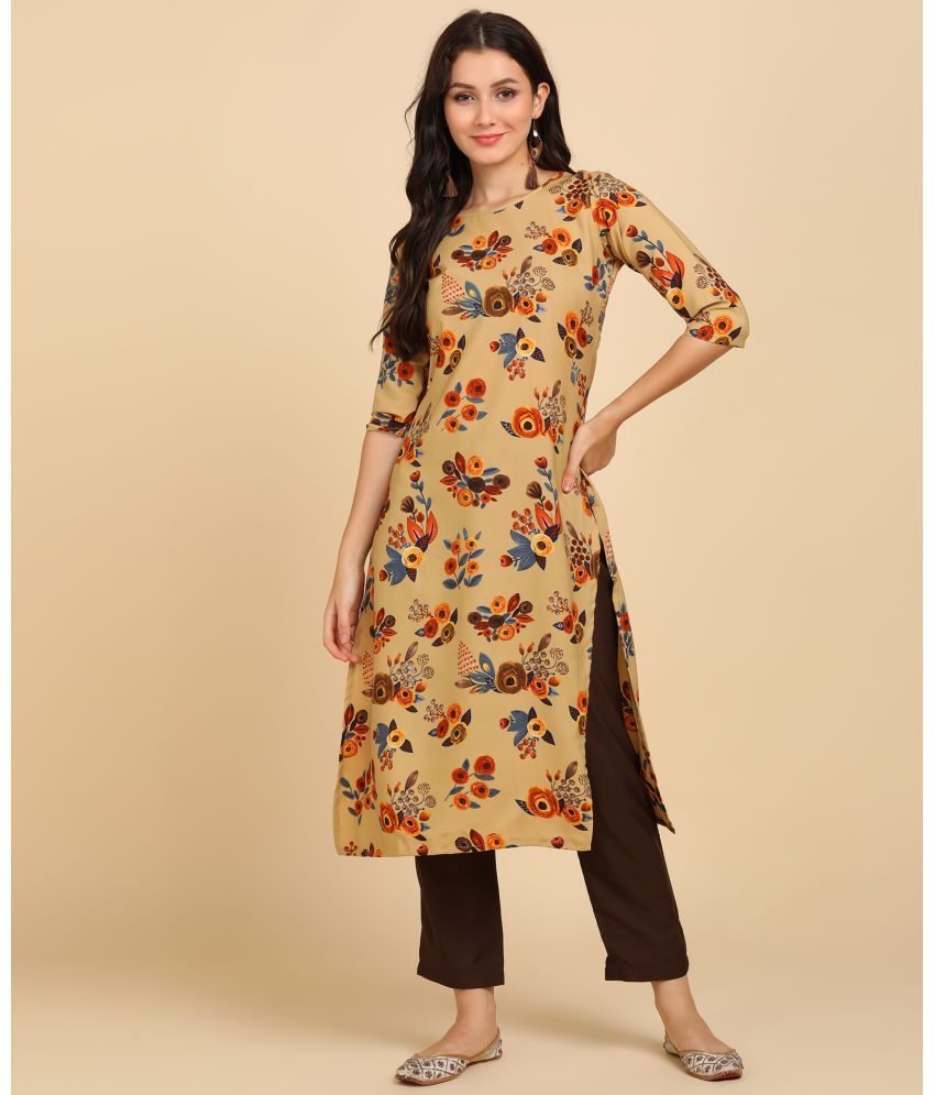     			DSK STUDIO Crepe Printed Kurti With Pants Women's Stitched Salwar Suit - Beige ( Pack of 1 )