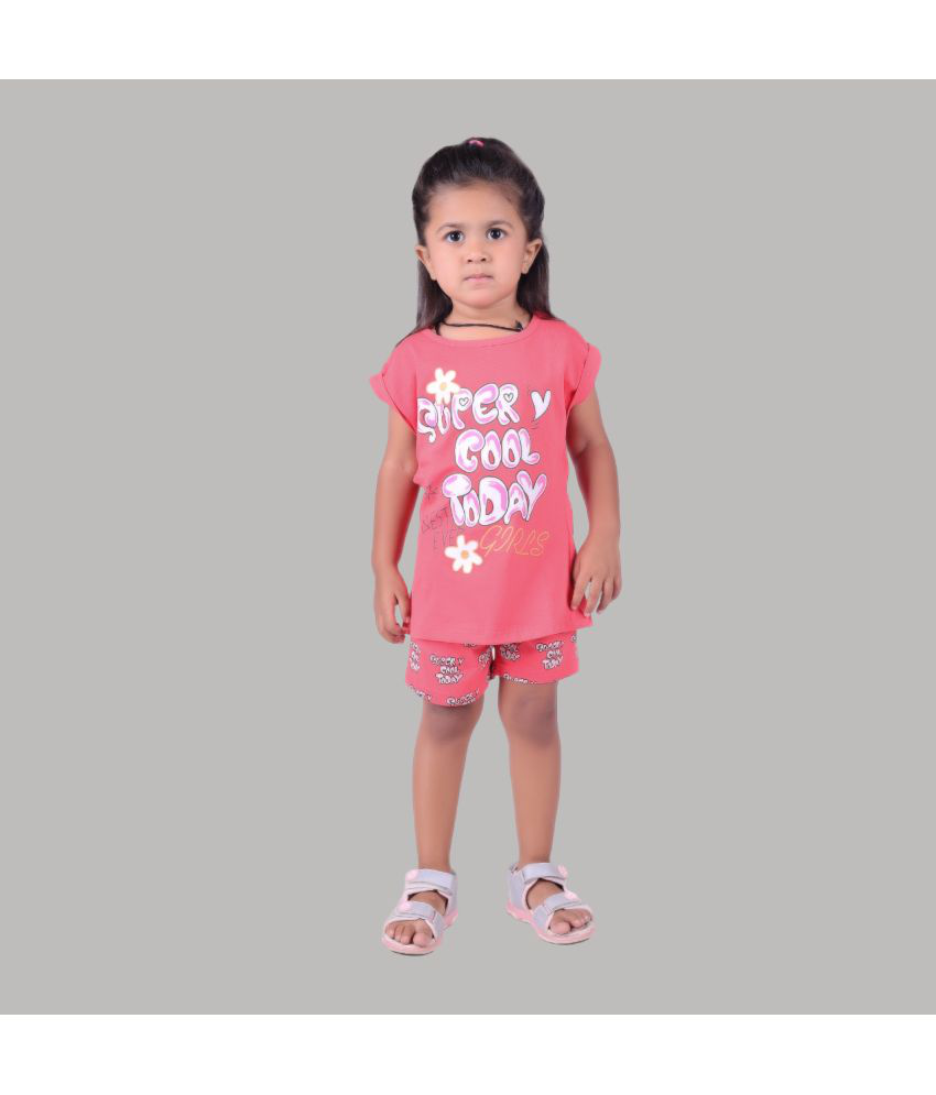     			Kidzee Kingdom Pink Cotton Blend Girls Top With Shorts ( Pack of 1 )