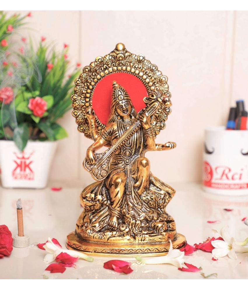     			KridayKraft Aluminium Goddess Saraswati Idol ( 22.5 cm )