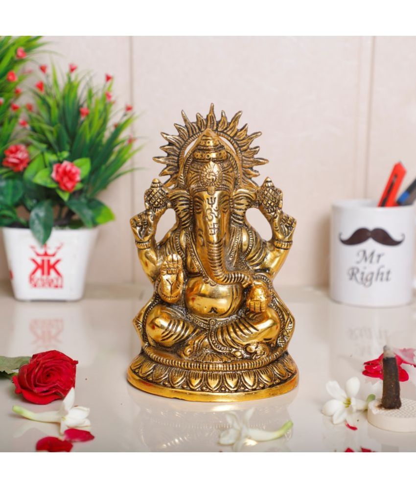     			KridayKraft Aluminium Lord Ganesha Idol ( 21 cm )