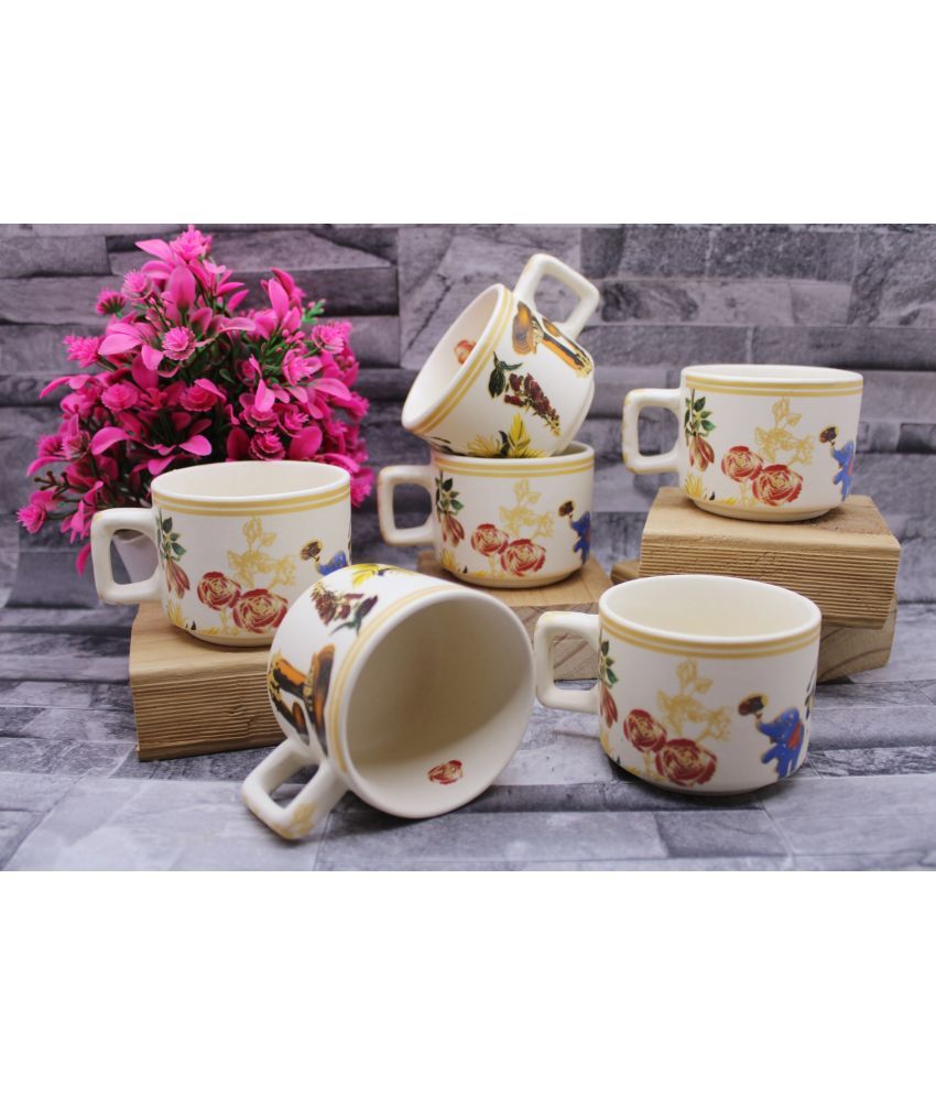     			Laghima jadon Hotel Cup Beautiful Printed Ceramic Tea Cup 130 ml ( Pack of 6 )