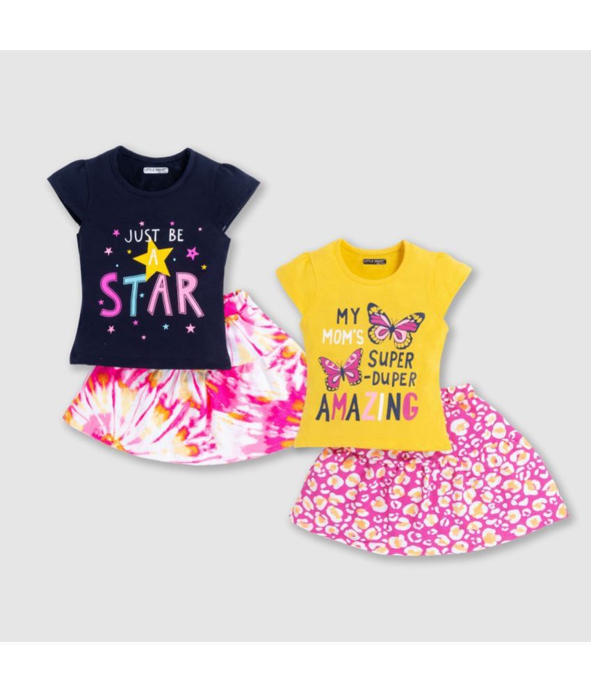     			Little Smart Multicolor Cotton Blend Girls Top With Skirt ( Pack of 2 )