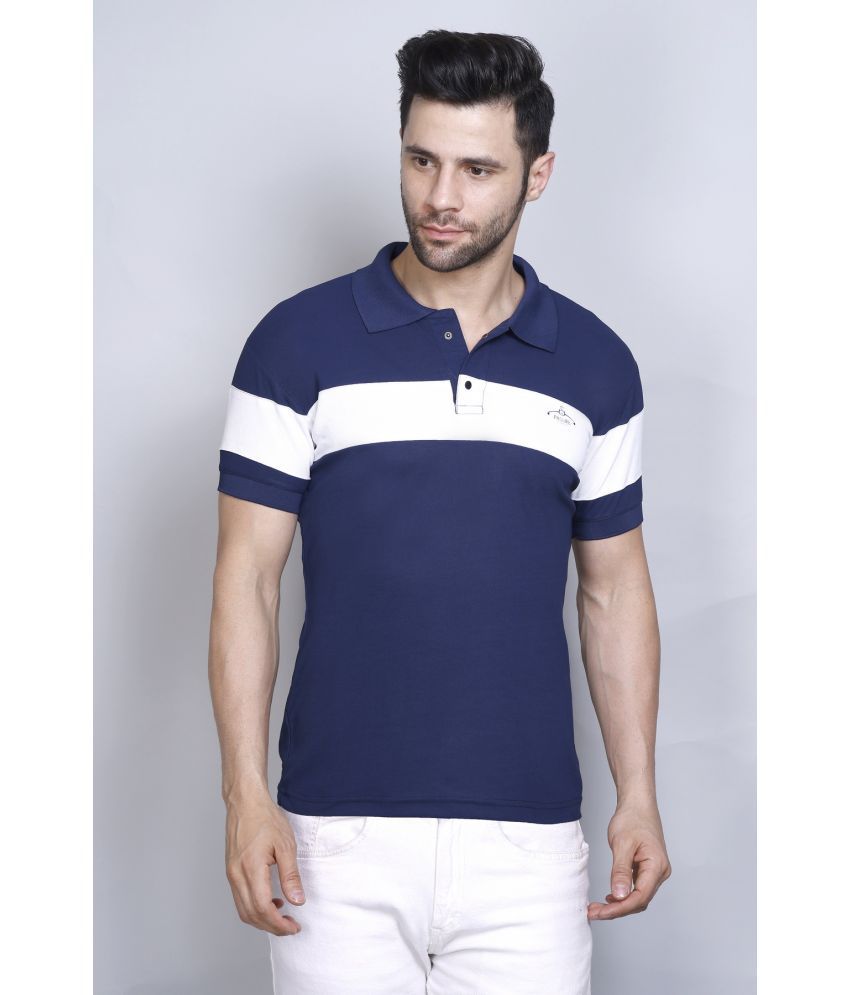     			PASURE Cotton Regular Fit Colorblock Half Sleeves Men's Polo T Shirt - Navy Blue ( Pack of 1 )
