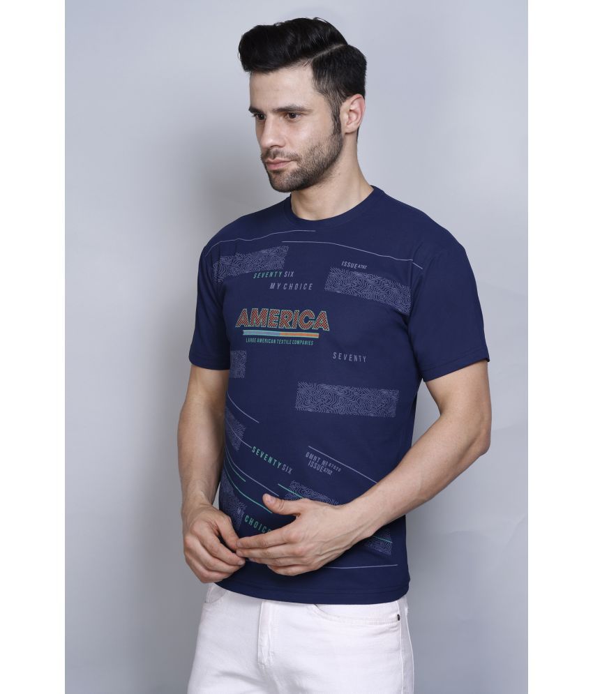     			PASURE Cotton Regular Fit Printed Half Sleeves Men's T-Shirt - Blue ( Pack of 1 )