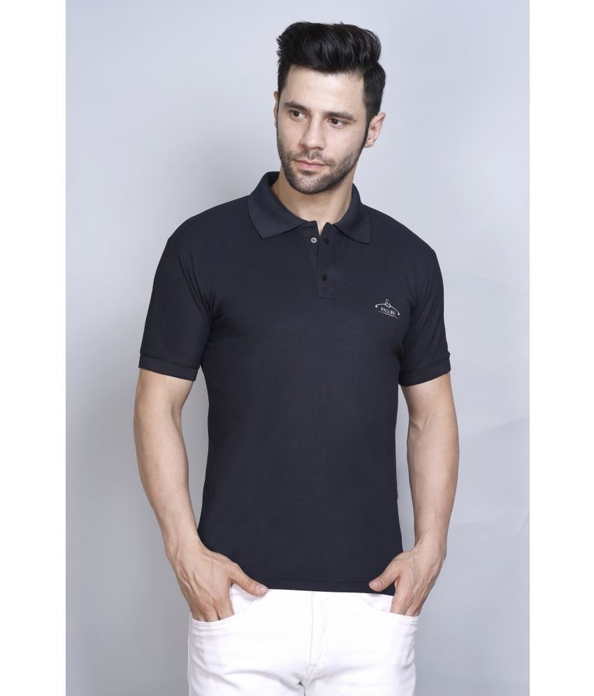     			PASURE Cotton Regular Fit Solid Half Sleeves Men's Polo T Shirt - Black ( Pack of 1 )