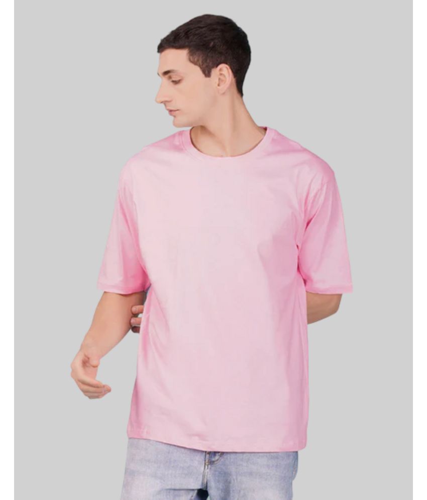     			PPTHEFASHIONHUB Cotton Blend Oversized Fit Solid Half Sleeves Men's T-Shirt - Pink ( Pack of 1 )
