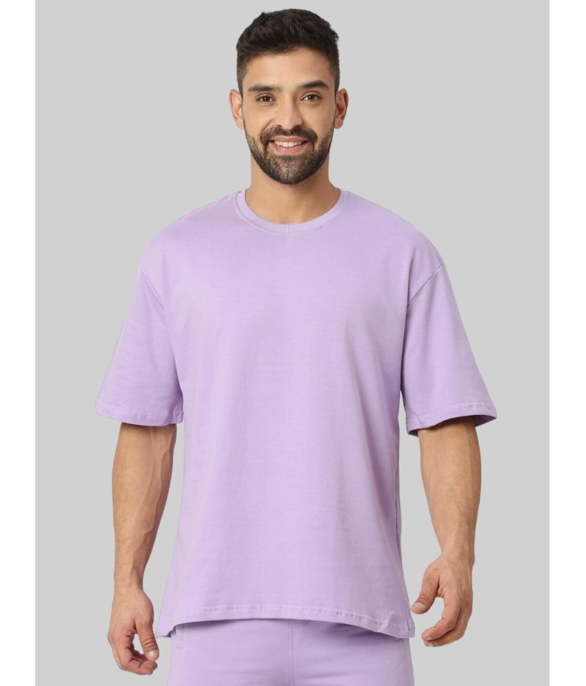     			PPTHEFASHIONHUB Cotton Blend Oversized Fit Solid Half Sleeves Men's T-Shirt - Lavender ( Pack of 1 )