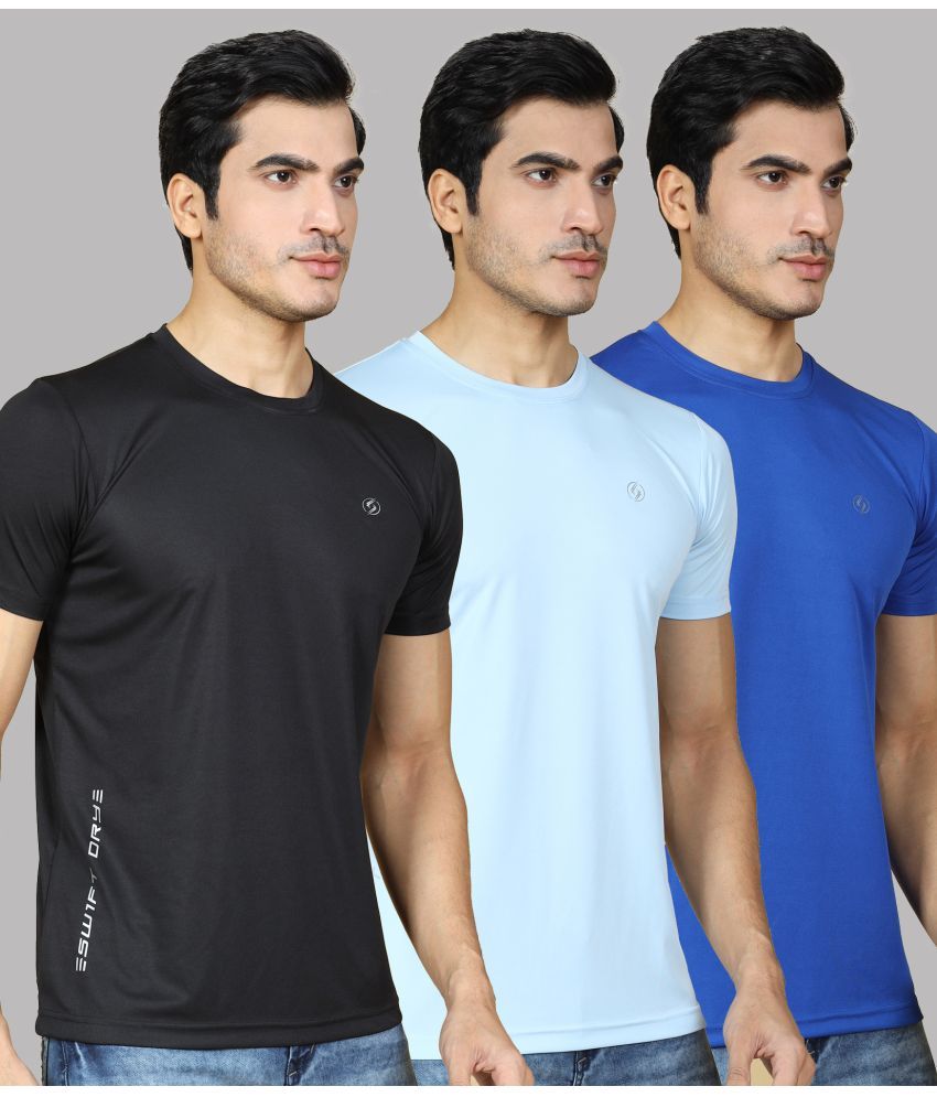     			Supersquad Pack of 3 Polyester Regular Fit Men's T-Shirt ( Multicolor )