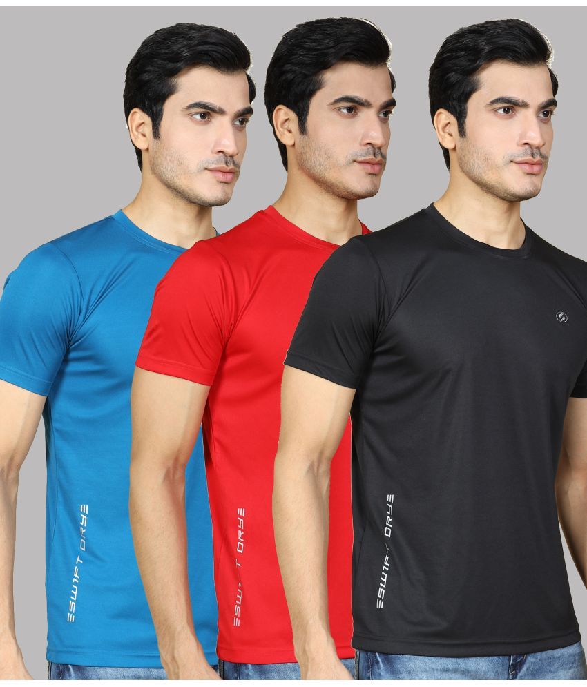     			Supersquad Polyester Regular Fit Solid Half Sleeves Men's T-Shirt - Multicolor ( Pack of 3 )