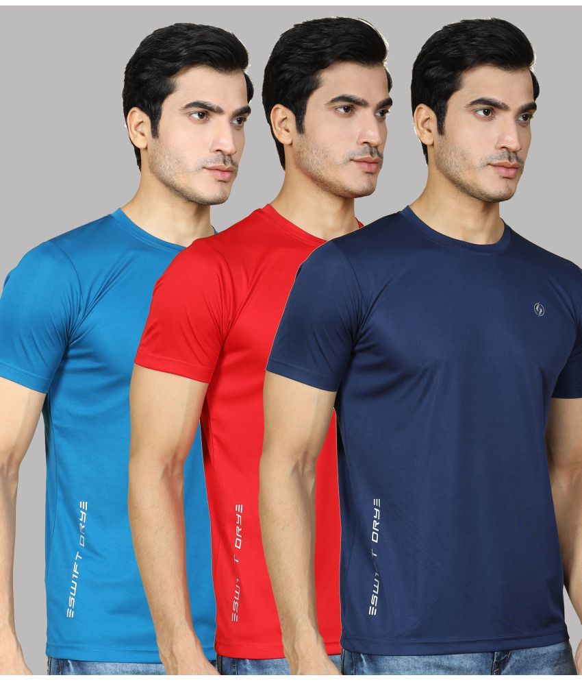     			Supersquad Polyester Regular Fit Solid Half Sleeves Men's T-Shirt - Multicolor ( Pack of 3 )