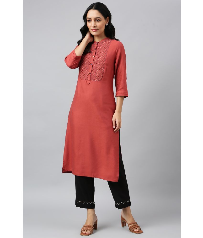     			W Rayon Solid Straight Women's Kurti - Red ( Pack of 1 )