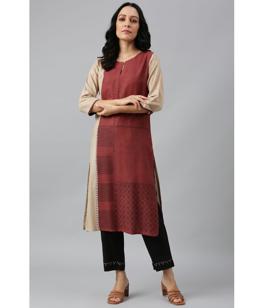     			W Viscose Printed Straight Women's Kurti - Red ( Pack of 1 )