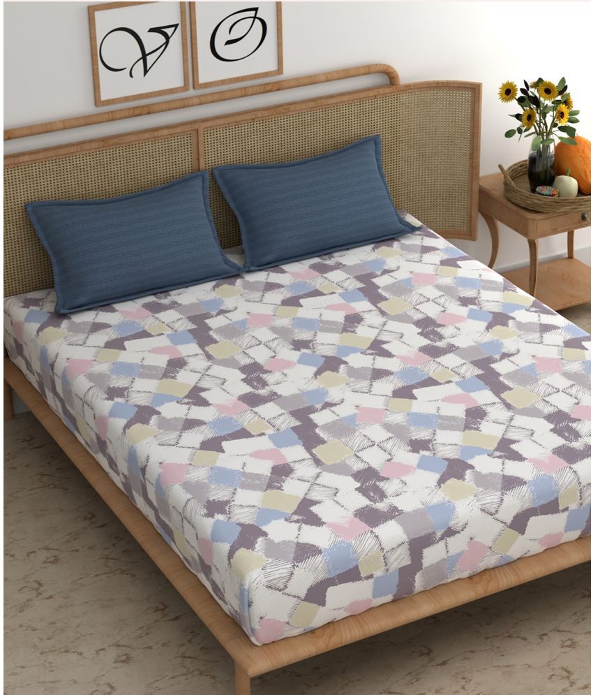     			chhavi india Cotton Abstract 1 Double King Size Bedsheet with 2 Pillow Covers - Multicolor