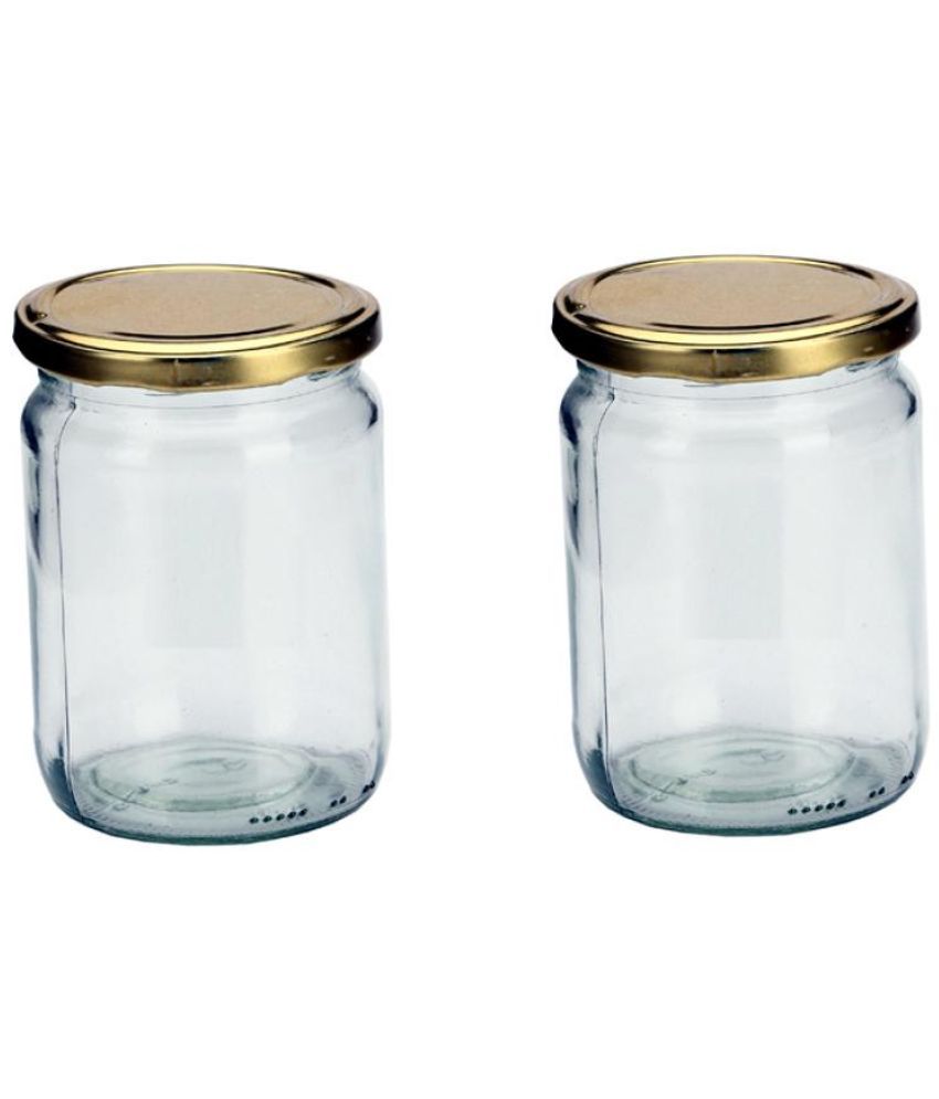     			AFAST Glass Container Glass Transparent Cookie Container ( Set of 2 )
