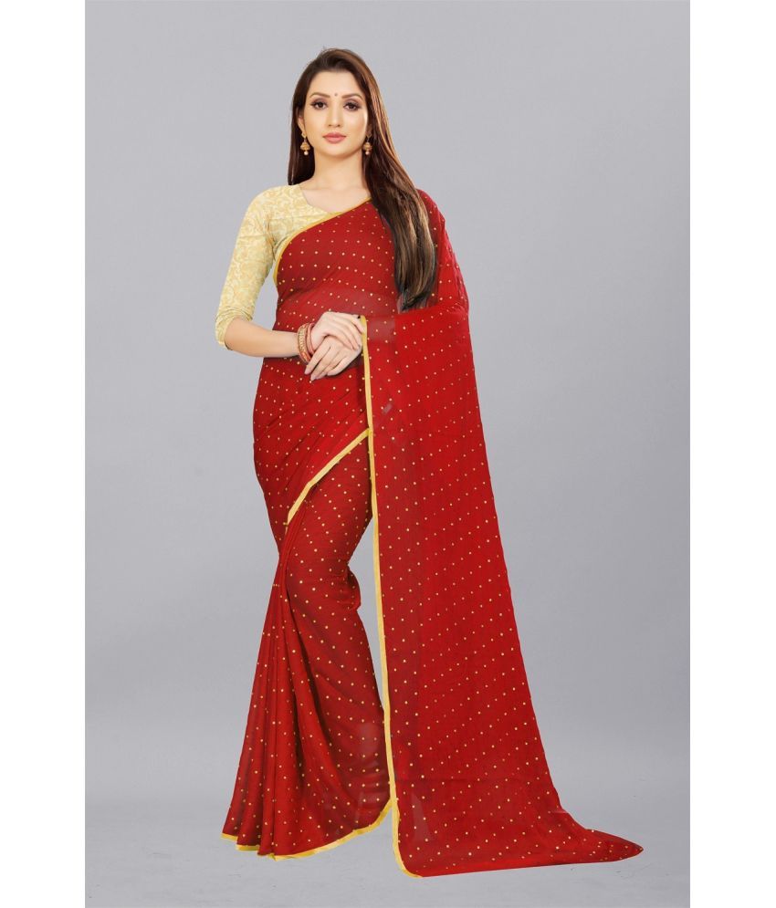     			Aardiva Chiffon Printed Saree With Blouse Piece - Red ( Pack of 1 )