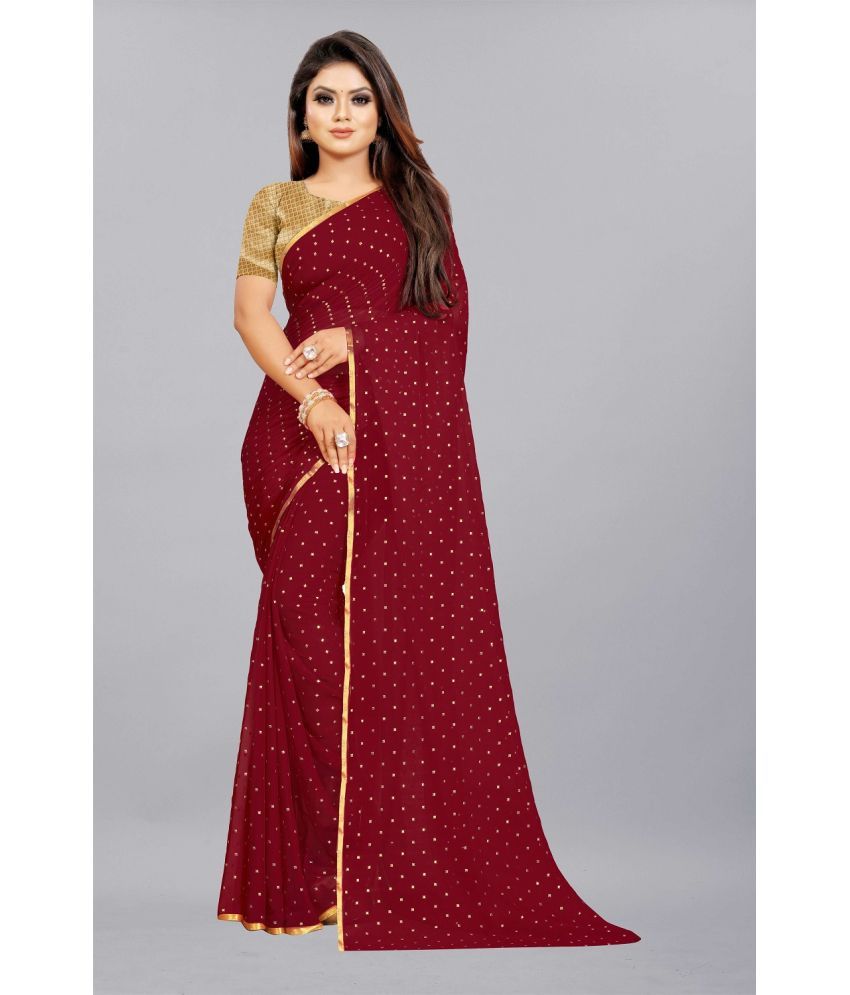     			Aardiva Chiffon Printed Saree With Blouse Piece - Maroon ( Pack of 1 )