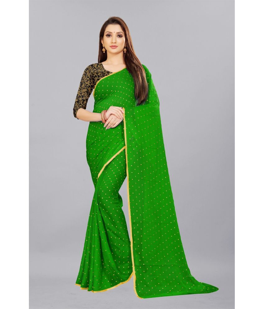     			Aardiva Chiffon Printed Saree With Blouse Piece - Green ( Pack of 1 )