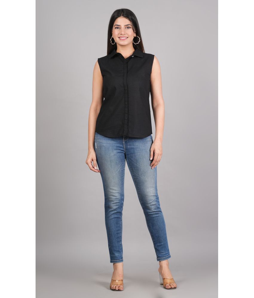     			CHAKKAR Black Cotton Women's Shirt Style Top ( Pack of 1 )