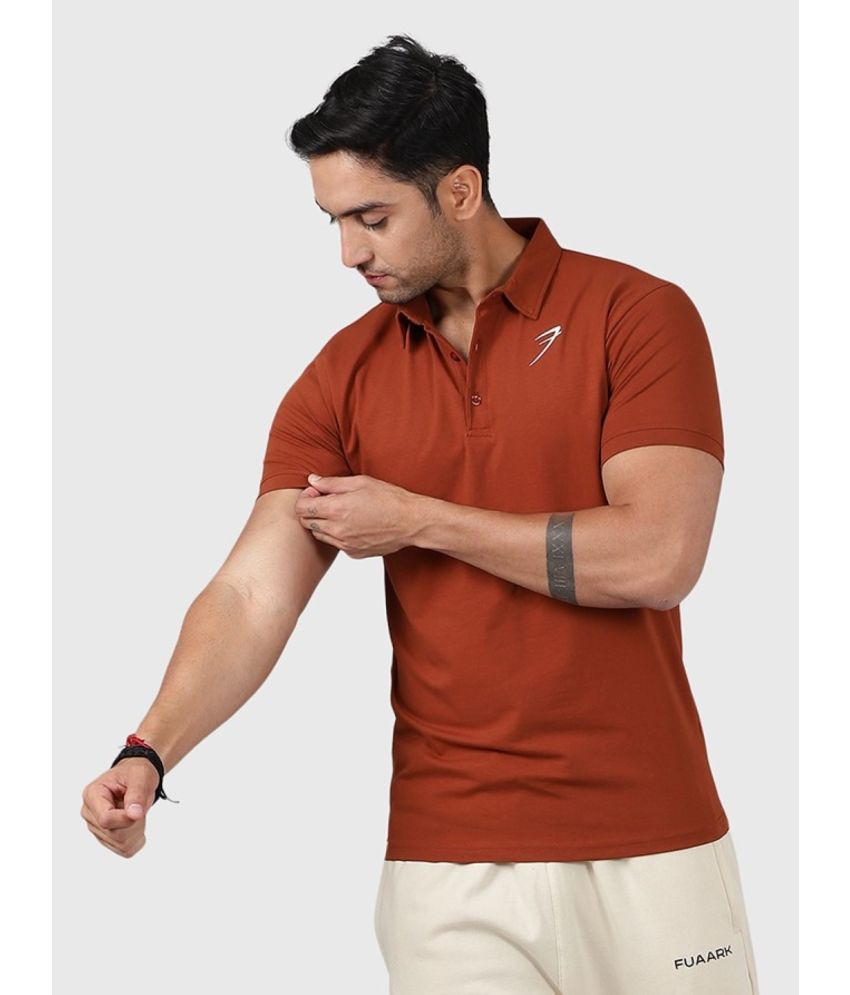     			Fuaark Brown Cotton Slim Fit Men's Sports Polo T-Shirt ( Pack of 1 )