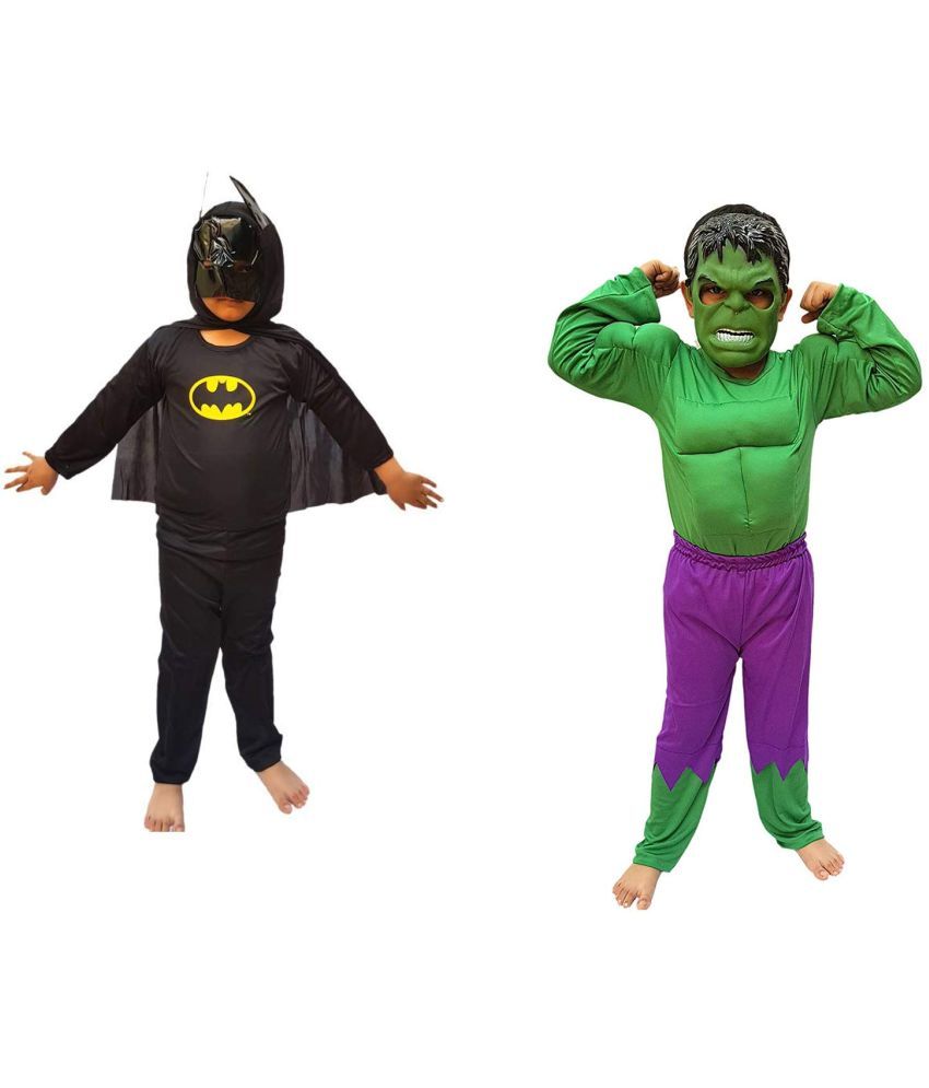     			Hulk & Bat Hero Dress For Boys, Superhero Costume Combo, 5-6 Yrs (Pack of 2)